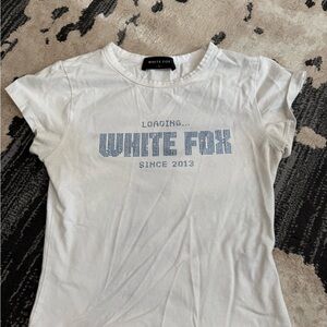 White Fox Boutique White Tee with Blue Graphic